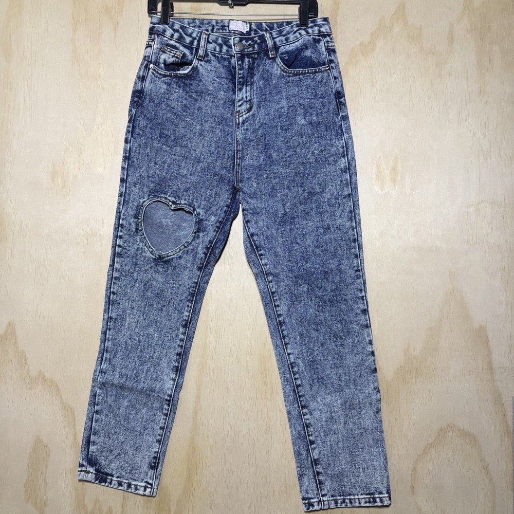 Vintage Tal Jeans Womens 29 Acid Wash Heart Cutout High Rise Mom Jeans Denim